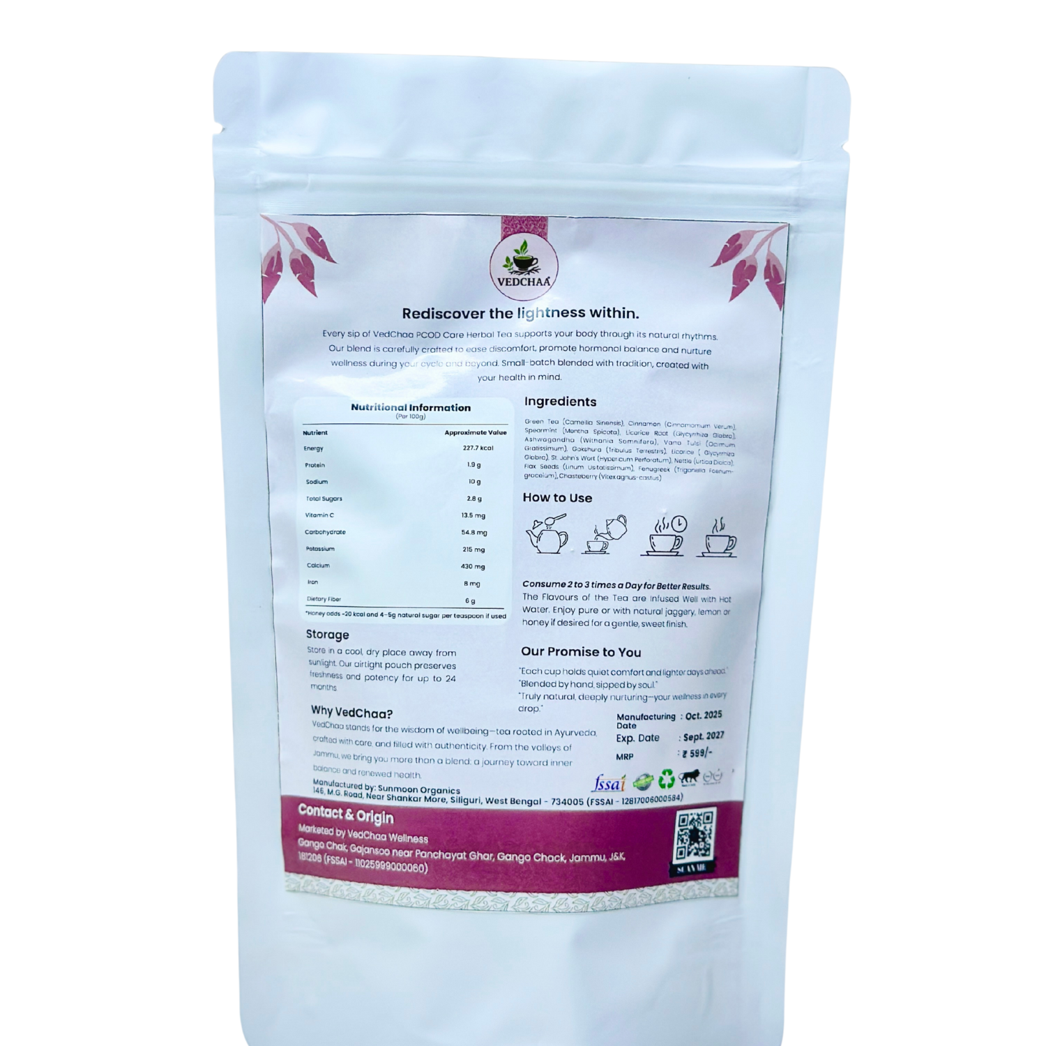 Women's Wellness Tea – Shatavari, Ashoka & Cinnamon Herbal Blend for Hormonal Balance, PCOS & Overall Wellness