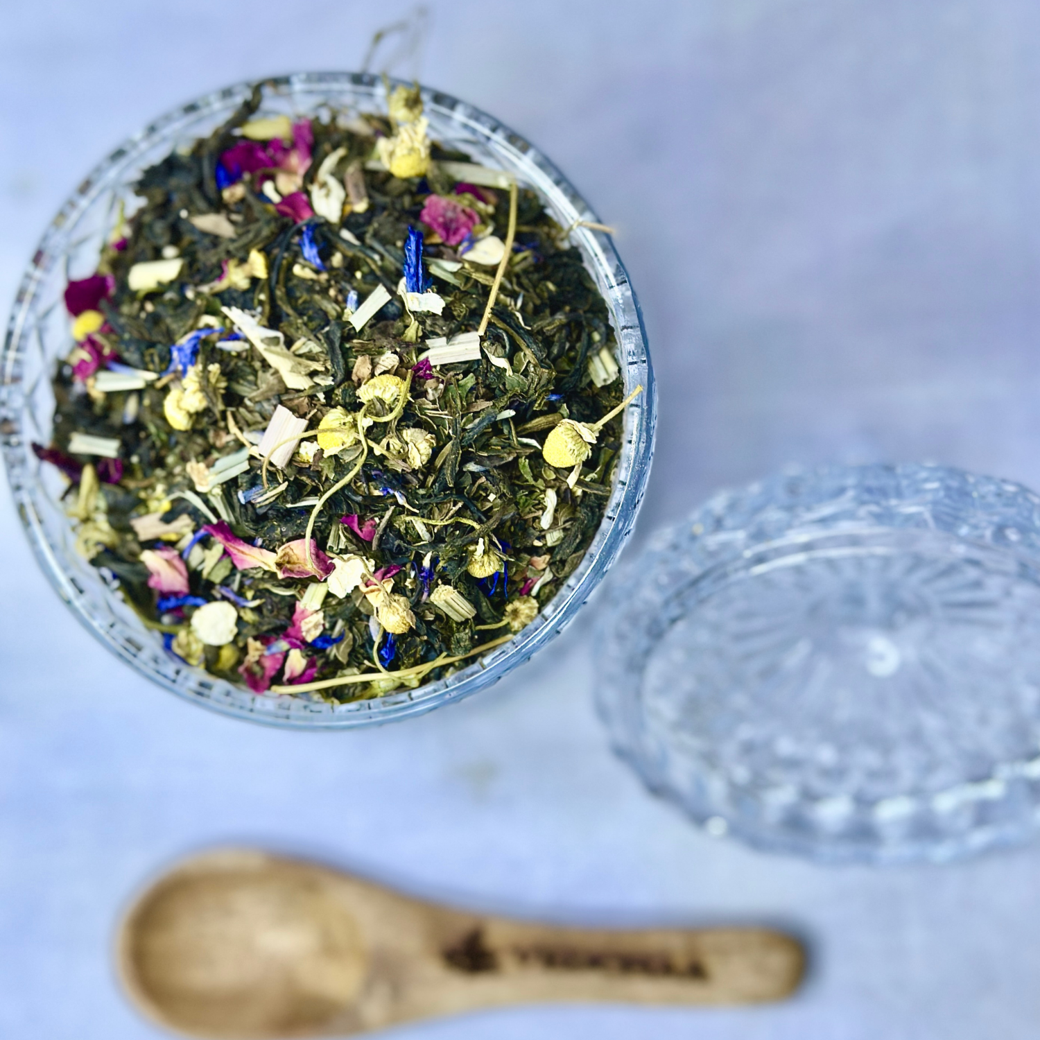 Calming Herbal Tea (Natural Anxiety Relief Tea) – Green Tea, Peppermint, Chamomile, Lemon Balm & Rose Petals for Stress Relief & Better Sleep