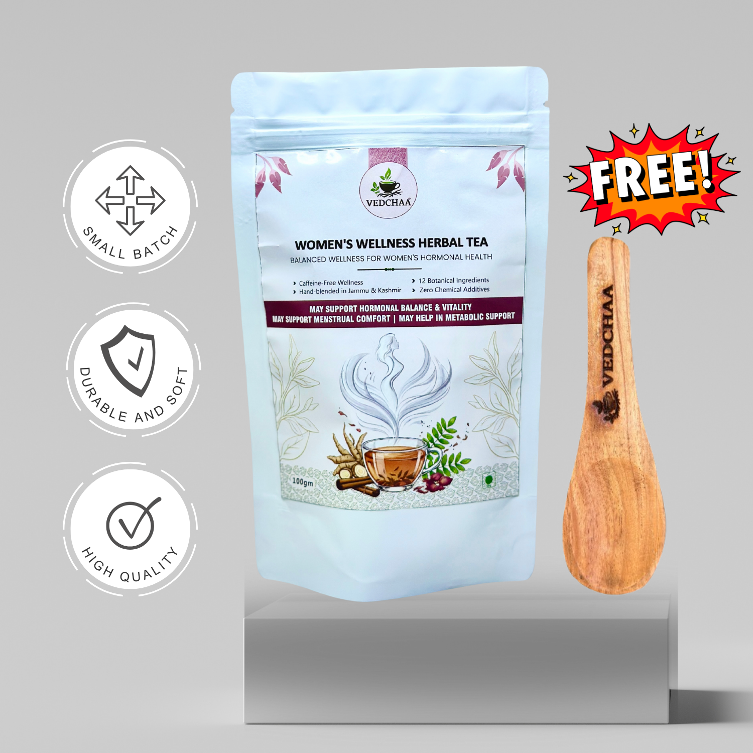 Women's Wellness Tea – Shatavari, Ashoka & Cinnamon Herbal Blend for Hormonal Balance, PCOS & Overall Wellness