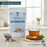 Vedchaa Calming Herbal Tea for Stress Relief & Better Sleep | Natural Green Tea with Chamomile, Lemon Balm, Peppermint & Rose Petals