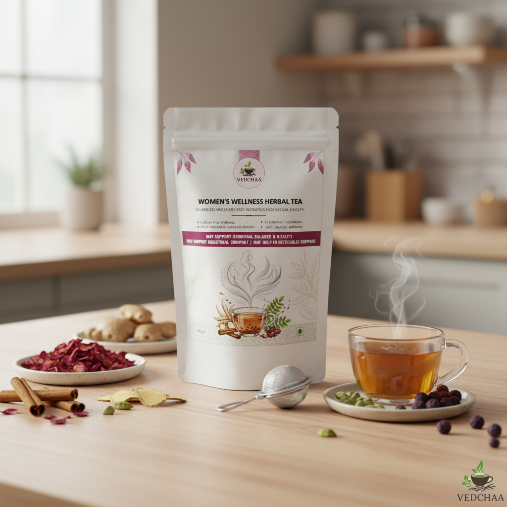 Vedchaa Women’s Wellness Tea for Hormonal Balance & PCOS | Ayurvedic Herbal Blend with Shatavari, Ashoka & Cinnamon for Women’s Health