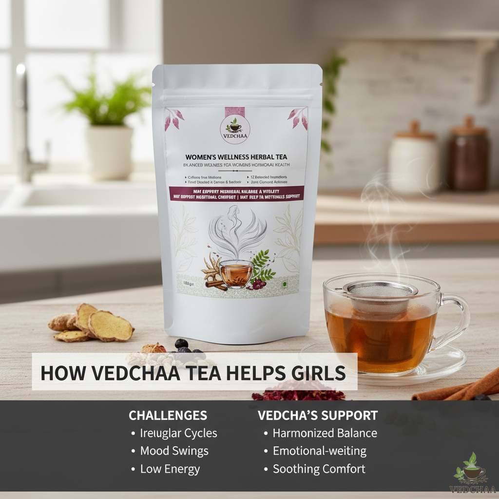Vedchaa Women’s Wellness Tea for Hormonal Balance & PCOS | Ayurvedic Herbal Blend with Shatavari, Ashoka & Cinnamon for Women’s Health