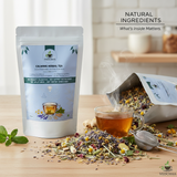 Vedchaa Calming Herbal Tea for Stress Relief & Better Sleep | Natural Green Tea with Chamomile, Lemon Balm, Peppermint & Rose Petals