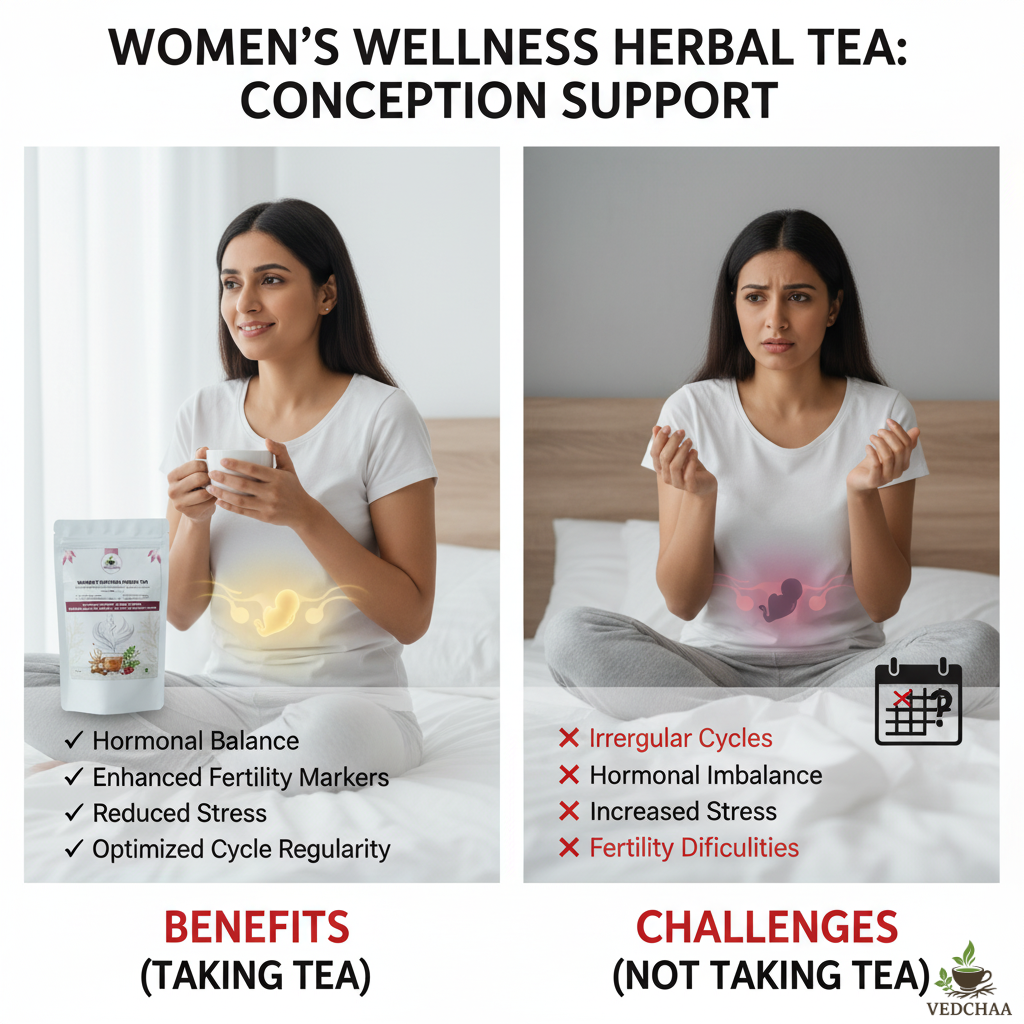 Vedchaa Women’s Wellness Tea for Hormonal Balance & PCOS | Ayurvedic Herbal Blend with Shatavari, Ashoka & Cinnamon for Women’s Health