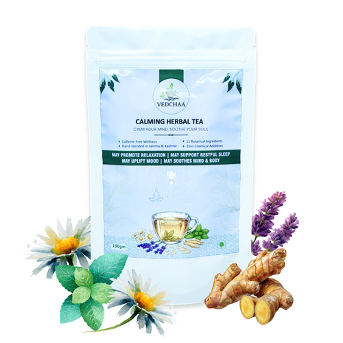 Calming Herbal Tea (Natural Anxiety Relief Tea) – Green Tea, Peppermint, Chamomile, Lemon Balm & Rose Petals for Stress Relief & Better Sleep