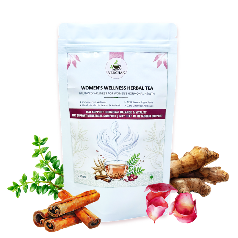Women's Wellness Tea – Shatavari, Ashoka & Cinnamon Herbal Blend for Hormonal Balance, PCOS & Overall Wellness